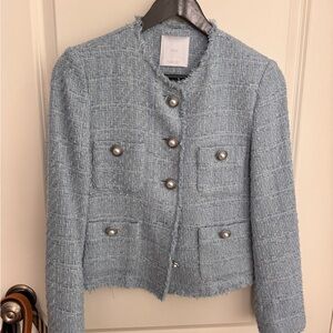 Mango Women's Blue Tweed Jacket